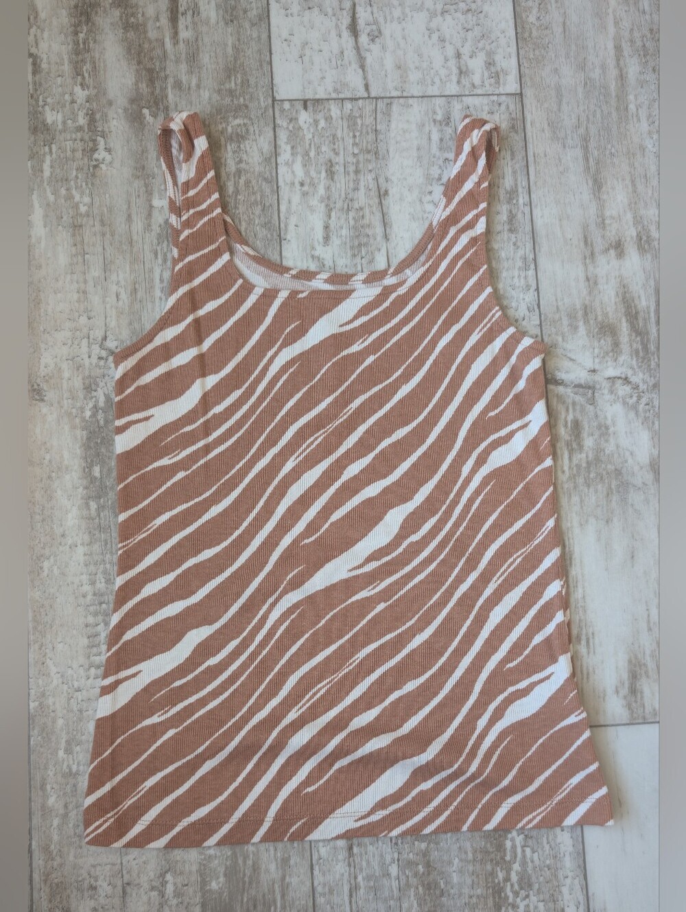 a new day Pink-Beige Zebra Stripe Tank Top